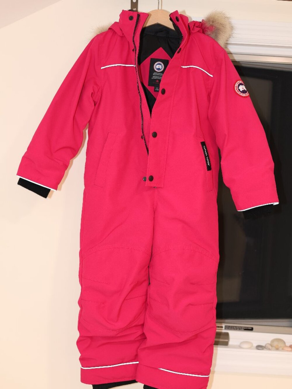Canada Goose Kids Grizzly Down Snowsuit Red 5 110/56 Fur Trim Arctic Program